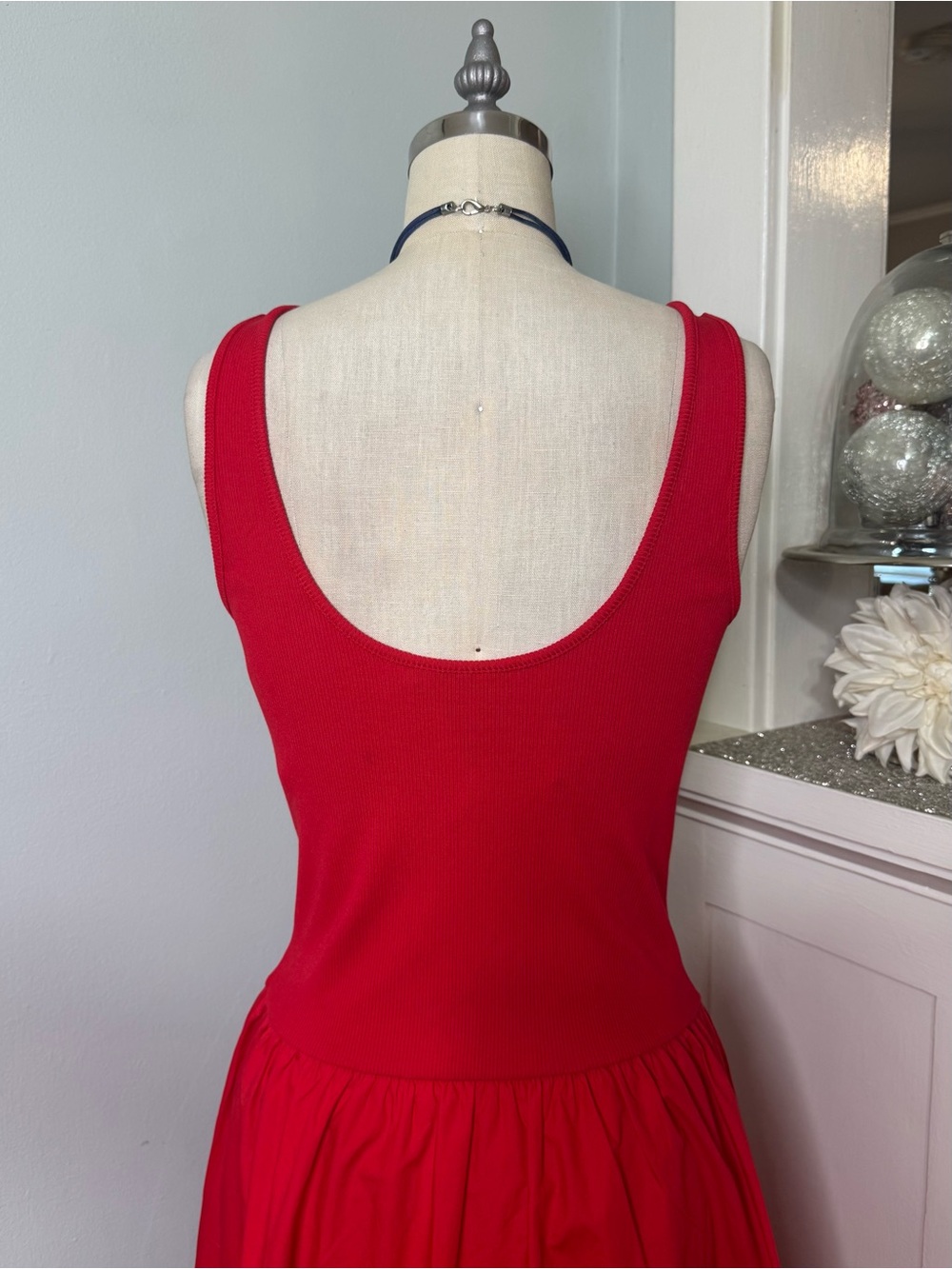 Gap Mixed Media Drop Waist Maxi Dress Red Medium Large XL NWT - Picture 9 of 16